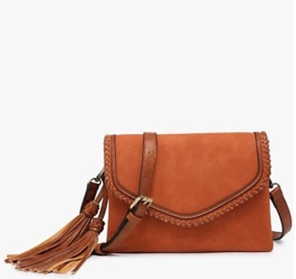 Jen & Co Sloan Vegan Crossbody Faux Suede Envelope Bag Burnt Orange Brown NWT
